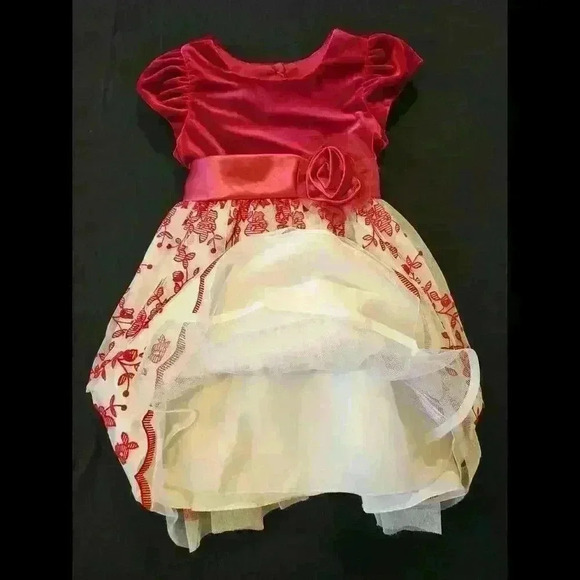 Jona Michelle Red and White Floral Dress for 5t Holiday Dress - Picture 3 of 5